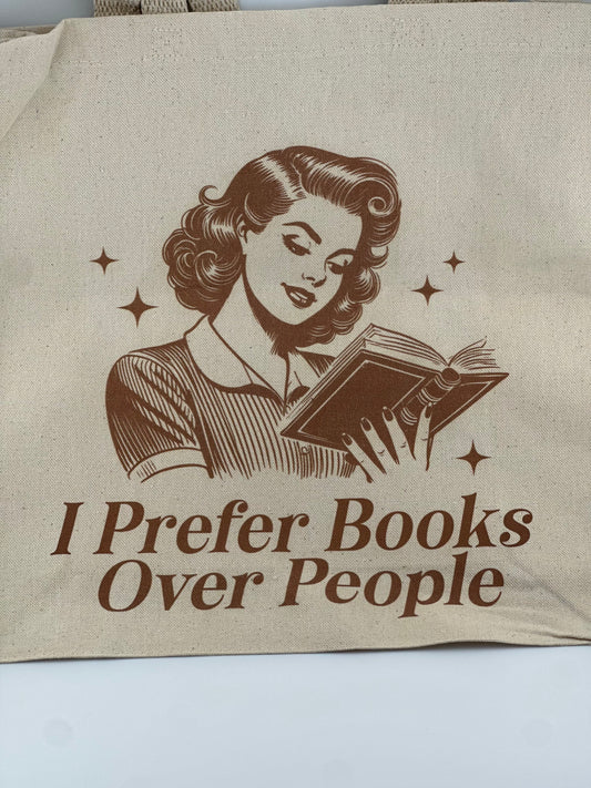 “I Like Books More Than People” Tote