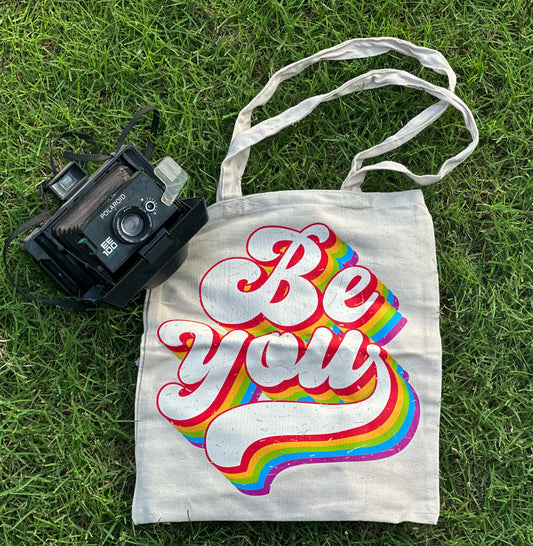🌈 “Be You” Retro Pride Tote Bag